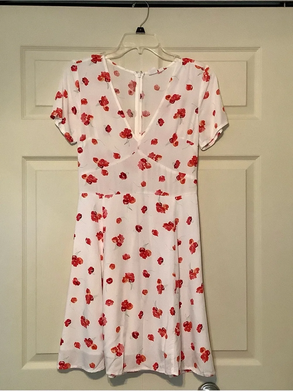 GAP White Mini Dress with Red Floral Print